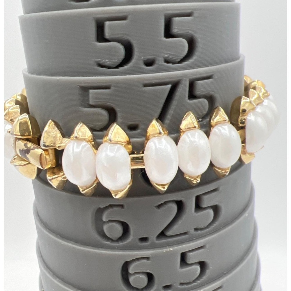 Vintage Trifari Bracelet Faux Pearl Accents Gold‎ Tone Fold over Clasp READ